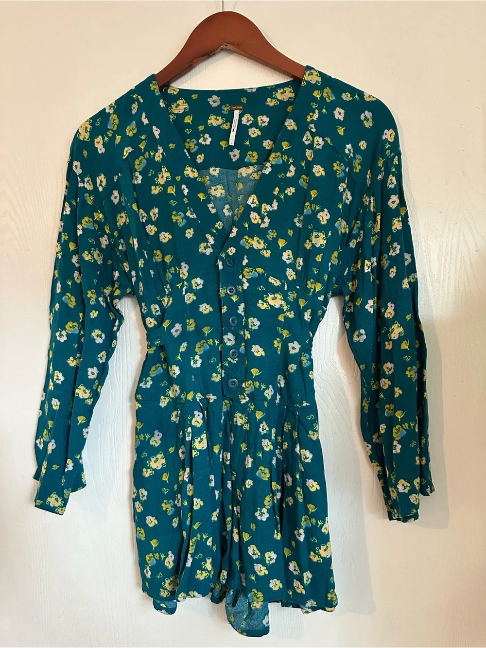 Free People Floral Long-Sleeve Romper